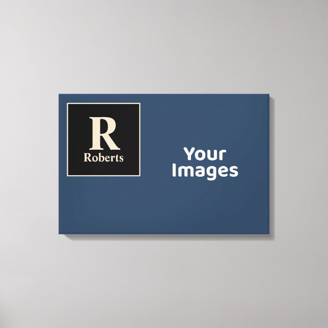 Impressão Em Tela Exibição de Foto Inicial/Nome da Família Azul/Vani (Frente)