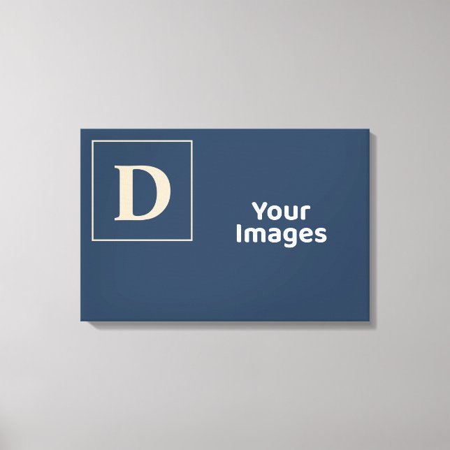 Impressão Em Tela Exibição de Fotos Iniciais da Família Azul/Vanilla (Frente)