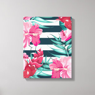 Impressão Em Tela Exótico Verão Floral listrado