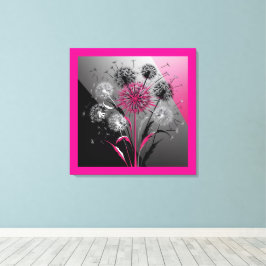 Impressão Em Tela Exploding Dandelions Pink Black White