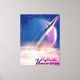 Impressão Em Tela Explore o poster do espaço do vintage do universo