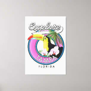 Impressão Em Tela Explore Tampa Flórida logotipo retrô