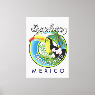 Impressão Em Tela Explore Troncones Logotipo Retroativo do México