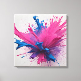 Impressão Em Tela Explosão de magenta: explosão de tinta azul elétri