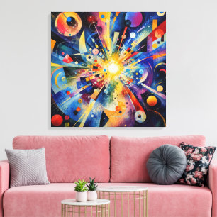 Impressão Em Tela Explosão Geométrica Cósmica Abstrata