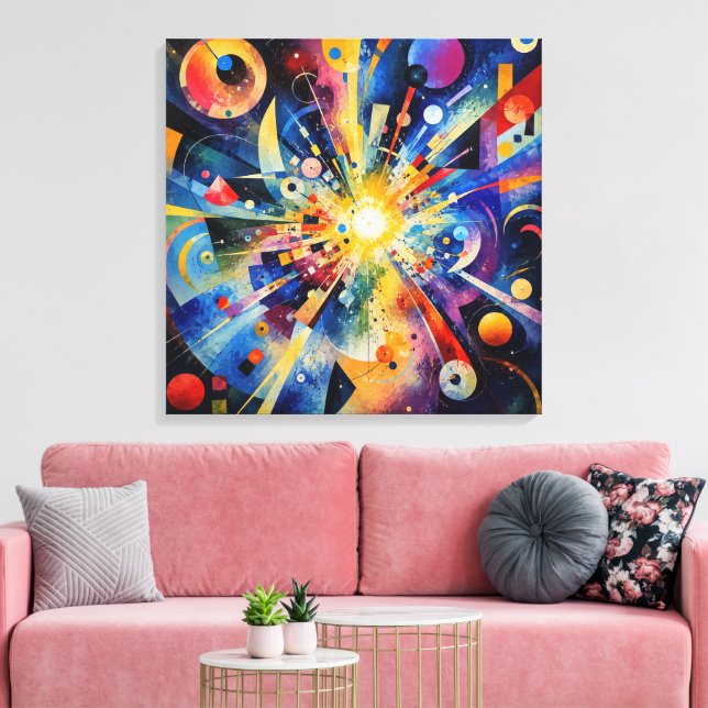 Impressão Em Tela Explosão Geométrica Cósmica Abstrata (Insitu(Sala de estar))
