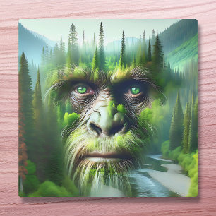 Impressão Em Tela Exposição Dupla Pé-Grande com Floresta