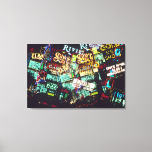 Impressão Em Tela Exposição dupla, sinais de casino, Las Vegas,