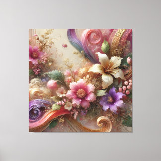 Impressão Em Tela Extravagância Floral Vibrante em Tela
