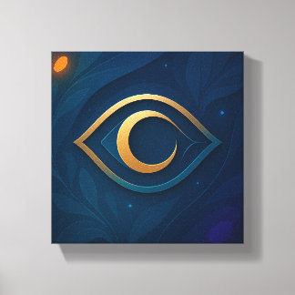 Impressão Em Tela Eye & Crescent Wall Art – Mystical Modern Abstract