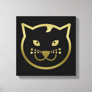 Impressão Em Tela Face de Gato Dourada e Falso - Cor de fundo person