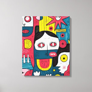 Impressão Em Tela Faces de Pop de abstrato - Expressão moderna de po
