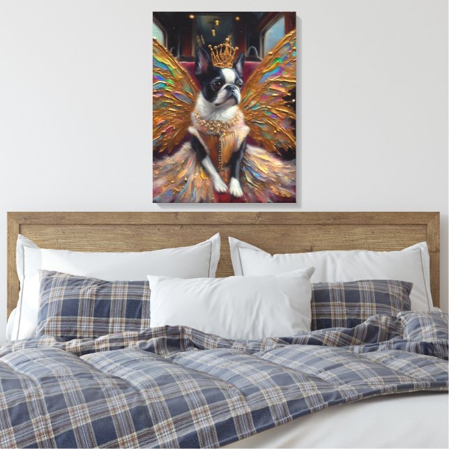 Impressão Em Tela Fada Boston Terrier (Insitu(Quarto))