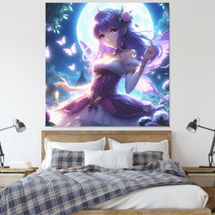 Impressão Em Tela Fada de Lua de Lua de Violeta da Menina de Anime