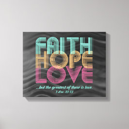 Impressão Em Tela Faith Hope ama Bíblia cristã Verso Retro