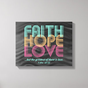 Impressão Em Tela Faith Hope ama Bíblia cristã Verso Retro