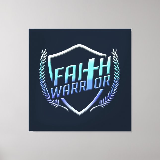 Impressão Em Tela Faith Warrior Christian Blue Purple Ombre (Frente)