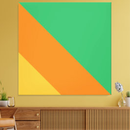 Impressão Em Tela Faixa Diagonal Amarela Verde Brilhante Laranja Ama