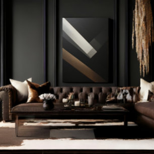 Impressão Em Tela Faixas Diagonais Geométricas Abstratas Minimalista