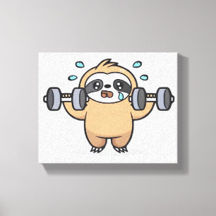 Impressão Em Tela Falha de Chibi Sloth Gym - Um Trabalho Engraçado D
