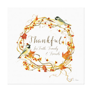 Impressão Em Tela Fall Leaf Wreath Graças à família Faith