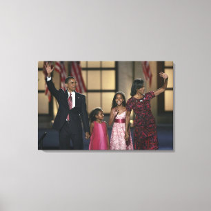 Impressão Em Tela Família de Barak Obama acena na última noite de