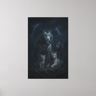 Impressão Em Tela Família de Tigre Branco Stormborn – Guarda do Rein