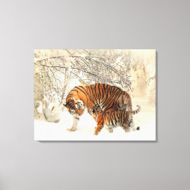 Impressão em Tela Família de Tigres em Paisagem de