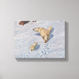 Impressão Em Tela Família de Ursos Polares na Neve Ártica