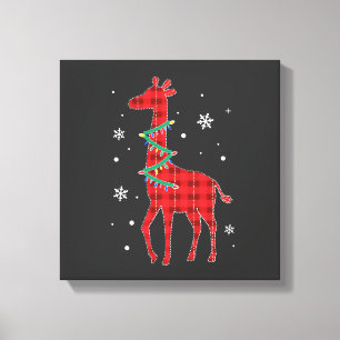 Impressão Em Tela Família de Xadrez Búfalo Girafa de Natal Pa