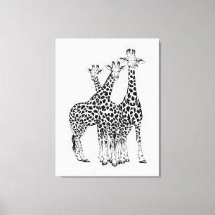 Impressão Em Tela Família Giraffe