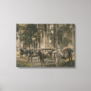 Impressão Em Tela Família japonesa que é macas dentro levadas,