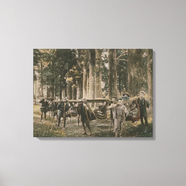 Impressão Em Tela Família japonesa transportada em litros, c.1880s (Frente)