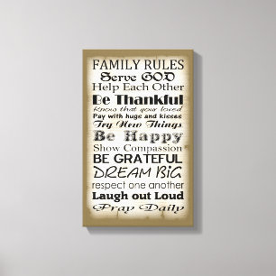 Impressão Em Tela Famílias Regras Deus