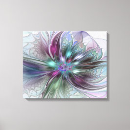Impressão Em Tela Fantasia Abstrata Moderna Colorida Floral Fractal