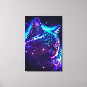 Impressão Em Tela Fantasia Abstrato de Gato de Gato do Espaço de Gal