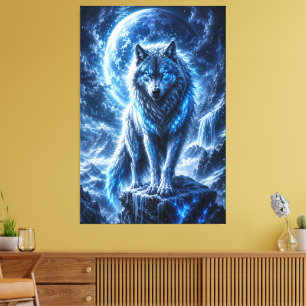 Impressão em Tela Fantasia da Lua do Lobo Congelad