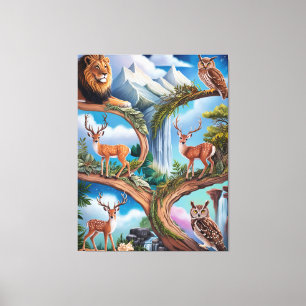 Impressão Em Tela Fantasia da Vida Selvagem Whimsical Intrai Miniatu