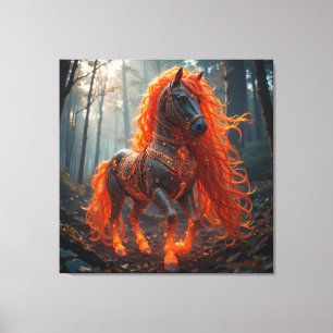 Impressão Em Tela 🐴🔥 Fantasia de Cavalo Ardente Crina Vermelha