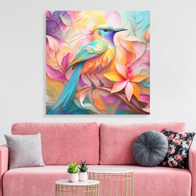 Impressão Em Tela Fantasia de Pássaro com Garganta Violeta (Insitu(Sala de estar))