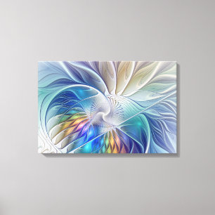 Impressão Em Tela Fantasia Floral, Abstrato Fractal Colorida