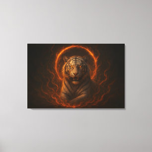 Impressão Em Tela Fantasia Tigre Branco – Série Aura Mística ManJi