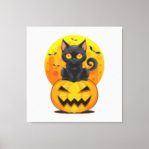 Impressão Em Tela Fantasias de Halloween de Abóbora de Gato Preto