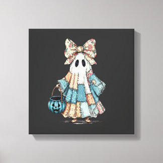 Impressão Em Tela Fantasma de Ganga Azul de Halloween Retrô