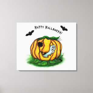 Impressão Em Tela Fantasma do Halloween, Bat, Ghost e Spider