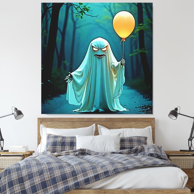 Impressão Em Tela Fantasma Spooky com Eerie Balloon (Insitu(Quarto))