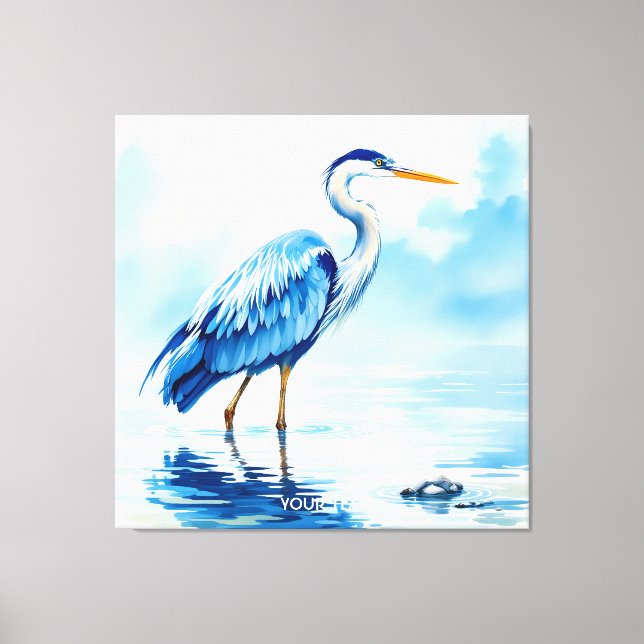 Impressão Em Tela Fantasy Bird Blue Watercolor (Frente)