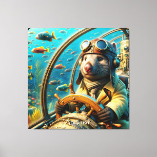 Impressão Em Tela Fantasy Cut Wombat Pilot Underwater