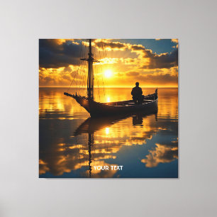 Impressão Em Tela Fantasy Cute Boat Sunset Sea