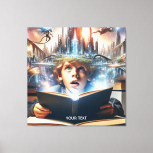 Impressão Em Tela Fantasy Cute Boy City Book